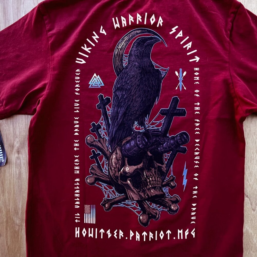 HOWITZER PATRIOT MFG CROW WARRIOR SPIRIT TEE SHIRT Men’s sz S Maroon NWT